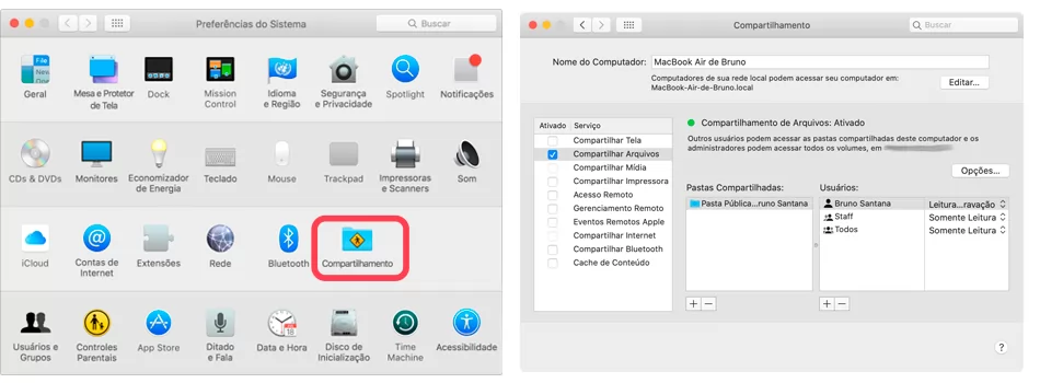 Compartilhamento de Arquivos em MacOs