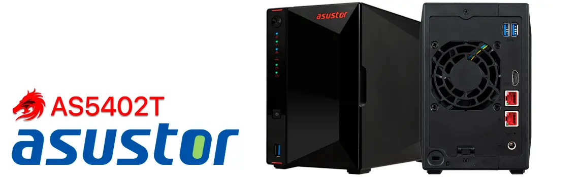 AS5402T Asustor, storage NAS 2 baias com 4 slots para SSDs M.2 NVMe