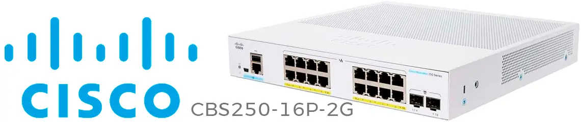 Cisco CBS250-16P-2G, switch PoE de camada 2 com 16 portas 1G