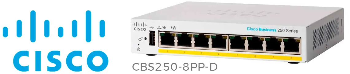 Cisco CBS250-8PP-D, switch de camada 2 com 8 portas 1G PoE+