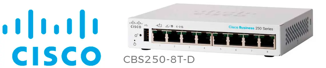 Cisco CBS250-8T-D, switch de camada 2 com 8 portas 1G