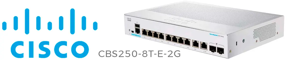 Cisco CBS250-8T-E-2G, switch de camada 2 com 8 portas 1G