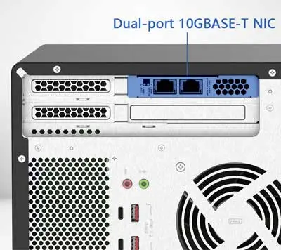 Conectividade 10GbE dupla para transferência de dados