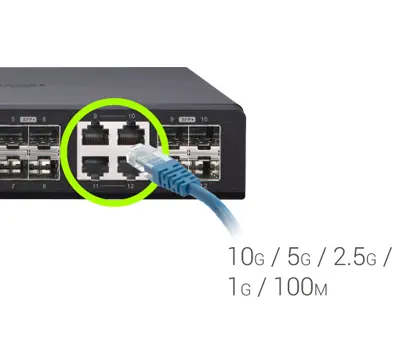 Implantação flexível com portas combinadas e 10GbE/NBASE-T