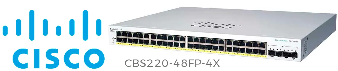 O Cisco CBS220-48FP-4X, switch de 48 portas de camada 2