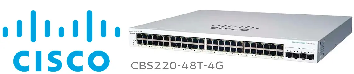 O Cisco CBS220-48T-4G, switch de 48 portas de camada 2