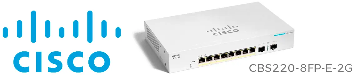 O Cisco CBS220-8FP-E-2G, switch de 8 portas de camada 2