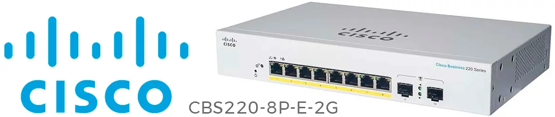 O Cisco CBS220-8P-E-2G, switch de 8 portas de camada 2