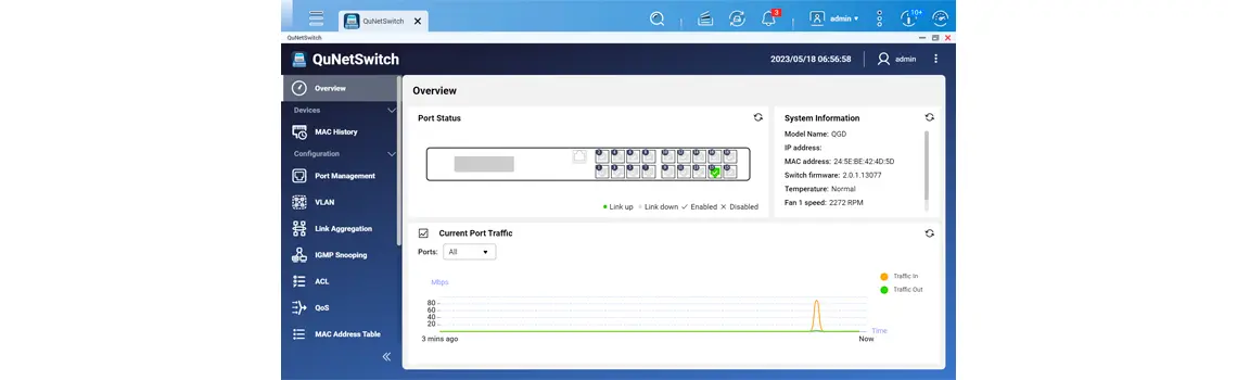 QuNetSwitch, gerenciamento de Camada 2