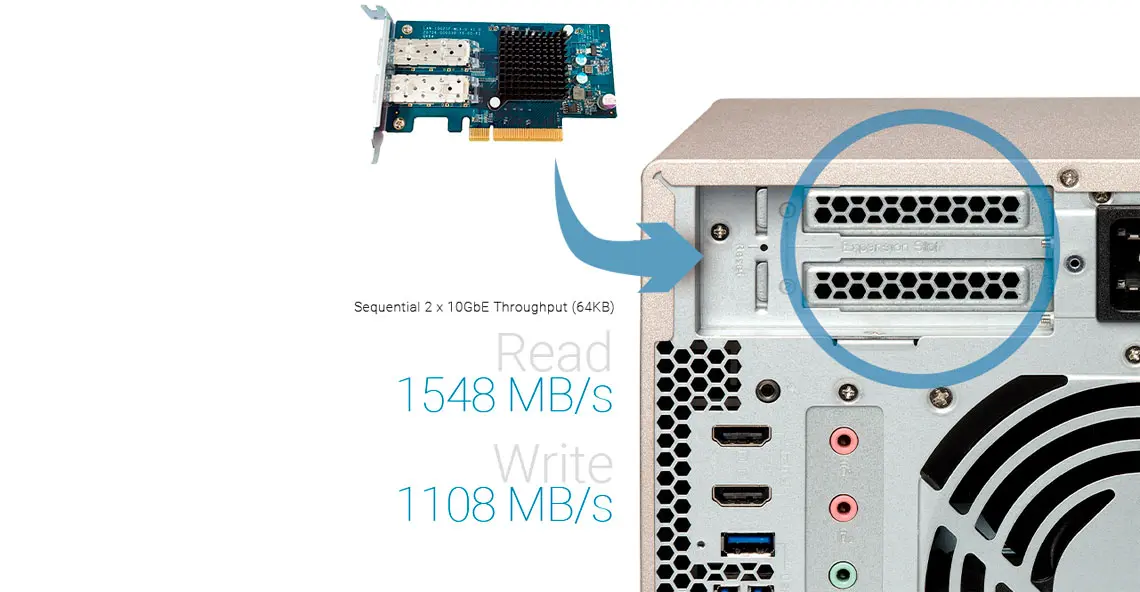 Slots PCIe no Qnap para instalação de placas adicionais