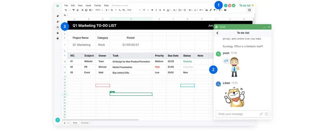 Synology Office, colaboração em tempo real