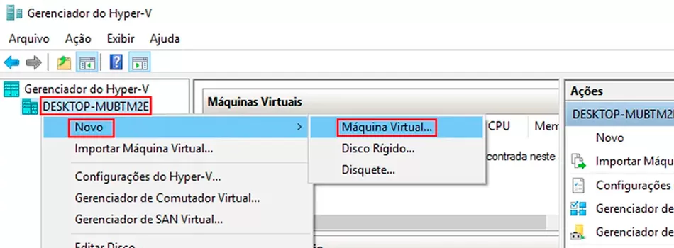 Acessando o Gerenciador Do Hyper-V